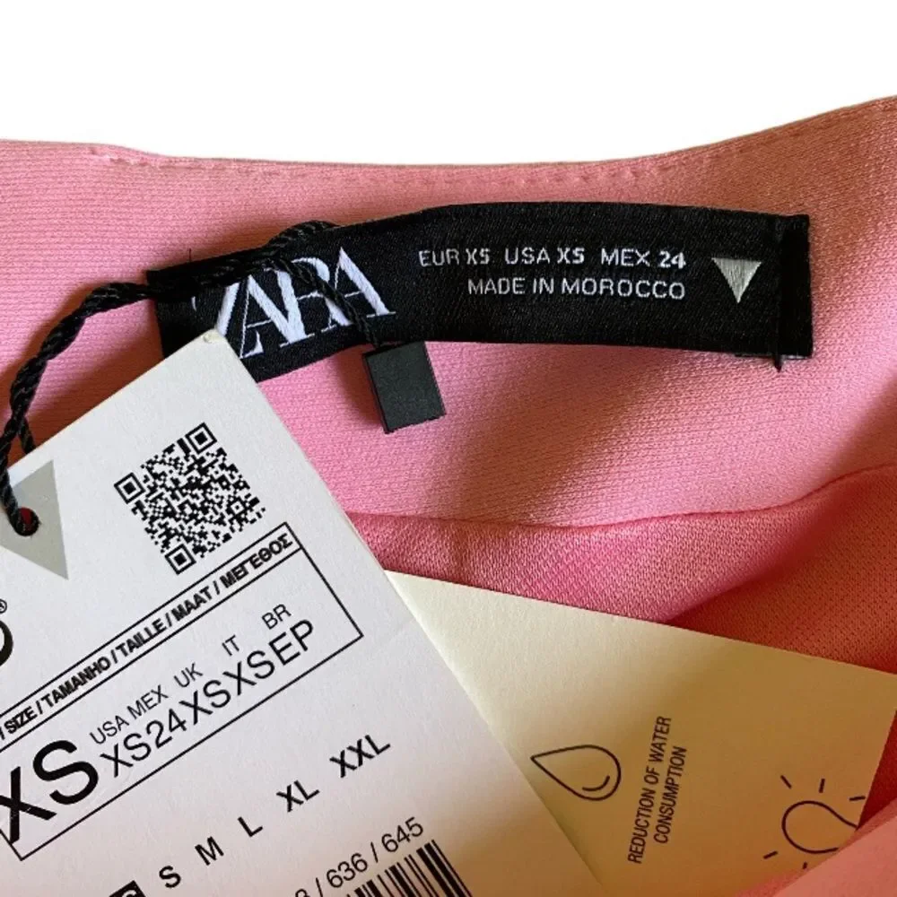 NWT Zara Pink Draped Ruched Mini Skirt Size XS Lined Fairy Feminine Cocktail
